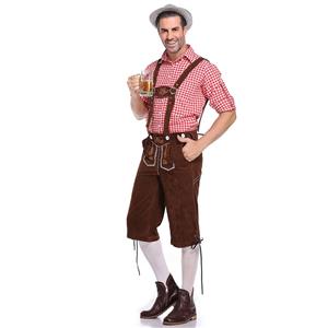 Men's Deluxe Suspenders and Gingham Shirt Bavarian Oktoberfest Lederhosen Costume N19868