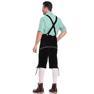 Men's Deluxe Suspenders and Gingham Shirt Bavarian Oktoberfest Lederhosen Costume N19869