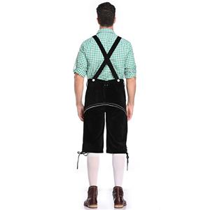 Men's Deluxe Suspenders and Gingham Shirt Bavarian Oktoberfest Lederhosen Costume N19869