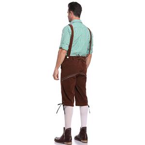 Men's Deluxe Suspenders and Gingham Shirt Bavarian Oktoberfest Lederhosen Costume N19870