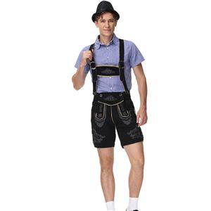 3pcs Men's Deluxe Suspenders and Gingham Shirt Bavarian Oktoberfest Lederhosen Costume N21517