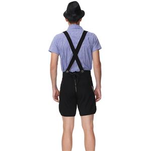 3pcs Men's Deluxe Suspenders and Gingham Shirt Bavarian Oktoberfest Lederhosen Costume N21517