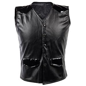 Mens Steampunk Gothic Faux Leather PVC Costume Corset Vest N14971
