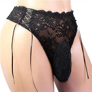 Men's Elastic Flirty Thong, Sexy Black Sheer Lace G-string Underwear for Men, Men's Sexy  Underwear, Men's Tempting Thong, Sexy Male Undergarments, Sexy Thong for Men, Elastic Underwear for Men, #PT18729