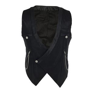 Mens Steampunk Pinstripe Waistcoat V Neck Party Vest N19045