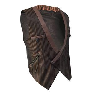 Mens Steampunk Pinstripe Waistcoat V Neck Party Vest N19046