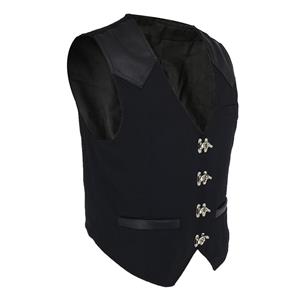 Mens Steampunk Faux Leather Waistcoat Buckles V Neck Party Vest N19047