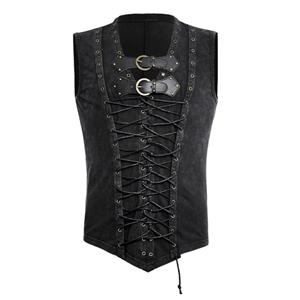 Steampunk Vest for Men, Men's Gothic Retro PU Waistcoat, Sexy Clubwear for Men, Halloween Costumes, Men's Sexy Costume, Men's Corset, Sexy Club Wear for Men, #N19283