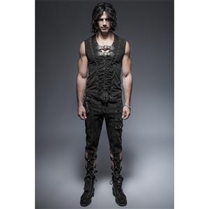 Mens Steampunk Waistcoat Buckles V Neck Lace-up Vest Pirate Costume N19283