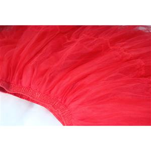 Elegant Red Multi-layer Organza Outer Elastic Band High-waisted Gauze Skirt HG20212