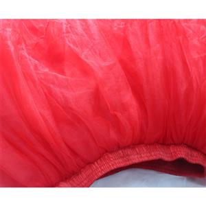 Elegant Red Multi-layer Organza Outer Elastic Band High-waisted Gauze Skirt HG20212