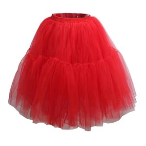 Elegant Red Multi-layer Organza Outer Elastic Band High-waisted Gauze Skirt HG20212