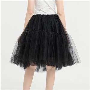 Elegant Black Multi-layer Organza Outer Elastic Band High-waisted Gauze Skirt HG20214