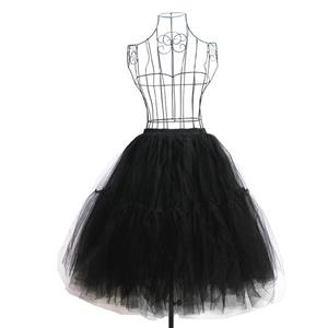Elegant Black Multi-layer Organza Outer Elastic Band High-waisted Gauze Skirt HG20214
