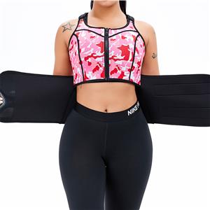 Sexy Camouflage-pink Neoprene Sport Waist Training Zipper Vest Corset With Waistband N20884