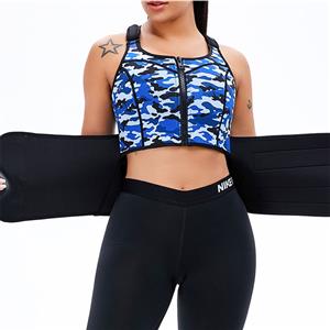 Sexy Camouflage-blue Neoprene Sport Waist Training Zipper Vest Corset With Waistband N20885