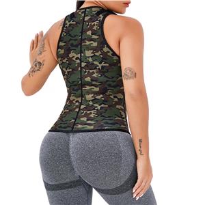 Sexy Camouflage-green Neoprene Sport Waist Training Zipper Vest Corset With Waistband N20886