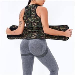 Sexy Camouflage-green Neoprene Sport Waist Training Zipper Vest Corset With Waistband N20886