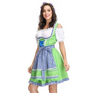 3ps Sexy Off-shoulder Bavarian Beer Girl Cosplay Mini Dress Adult Oktoberfest Costume N19155