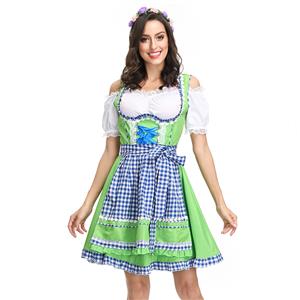 3ps Sexy Off-shoulder Bavarian Beer Girl Cosplay Mini Dress Adult Oktoberfest Costume N19155