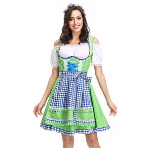 3ps Sexy Off-shoulder Bavarian Beer Girl Cosplay Mini Dress Adult Oktoberfest Costume N19155