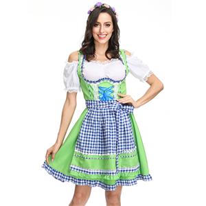 3ps Sexy Off-shoulder Bavarian Beer Girl Cosplay Mini Dress Adult Oktoberfest Costume N19155