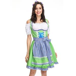 3ps Sexy Off-shoulder Bavarian Beer Girl Cosplay Mini Dress Adult Oktoberfest Costume N19155