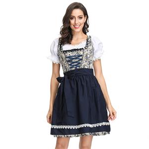 3ps Sexy Off-shoulder Floral Bavarian Beer Girl Cosplay Mini Dress Adult Oktoberfest Costume N19156