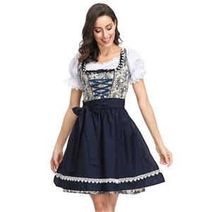 3ps Sexy Off-shoulder Floral Bavarian Beer Girl Cosplay Mini Dress Adult Oktoberfest Costume N19156