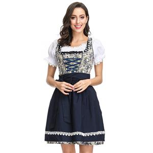 3ps Sexy Off-shoulder Floral Bavarian Beer Girl Cosplay Mini Dress Adult Oktoberfest Costume N19156