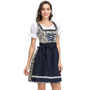 3ps Sexy Off-shoulder Floral Bavarian Beer Girl Cosplay Mini Dress Adult Oktoberfest Costume N19156