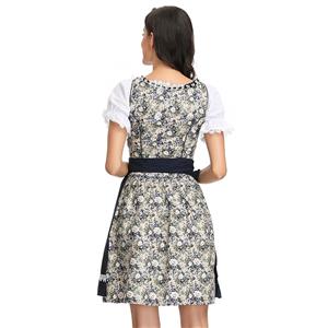 3ps Sexy Off-shoulder Floral Bavarian Beer Girl Cosplay Mini Dress Adult Oktoberfest Costume N19156