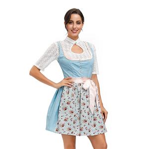 3PCs Sexy Tops Mini Dress Apron Bavarian Beer Girl Adult Cosplay Oktoberfest Costume N20584