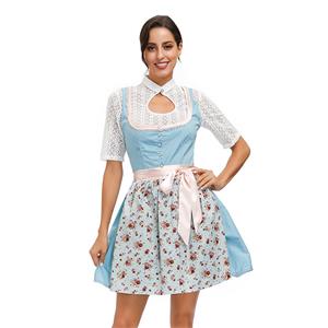 3PCs Sexy Tops Mini Dress Apron Bavarian Beer Girl Adult Cosplay Oktoberfest Costume N20584
