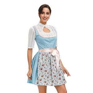 3PCs Sexy Tops Mini Dress Apron Bavarian Beer Girl Adult Cosplay Oktoberfest Costume N20584