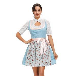 3PCs Sexy Tops Mini Dress Apron Bavarian Beer Girl Adult Cosplay Oktoberfest Costume N20584