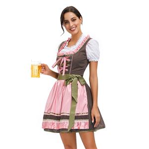 3PCs Sexy Bavarian Beer Girl Cosplay Mini Dress Adult Oktoberfest Costume N20585