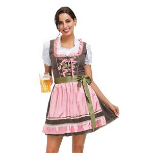3PCs Sexy Bavarian Beer Girl Cosplay Mini Dress Adult Oktoberfest Costume N20585