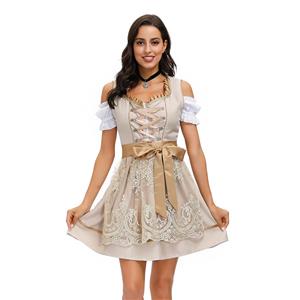 3PCs Sexy Off-shoulder Bavarian Beer Girl Dress Adult Cosplay Oktoberfest Costume N20589