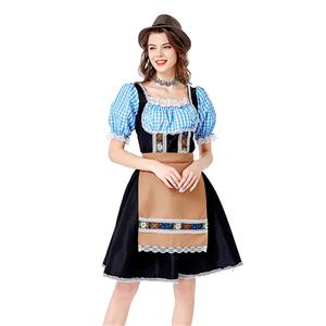 Women's Bavarian Beer Girl Cosplay False Two Pieces Mini Dress Adult Oktoberfest Costume N20735