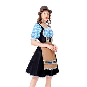 Women's Bavarian Beer Girl Cosplay False Two Pieces Mini Dress Adult Oktoberfest Costume N20735