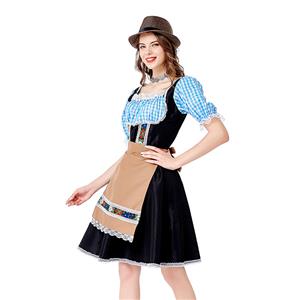 Women's Bavarian Beer Girl Cosplay False Two Pieces Mini Dress Adult Oktoberfest Costume N20735