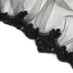 One-piece Black Embroidered Single-breasted Sheer Gauze Cloak Corset Accessories N20236