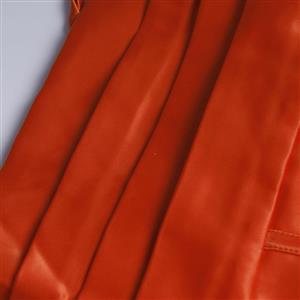 Orange Satin-Like Corset Top with Rhinestone Straps & Back Zipper? N23947