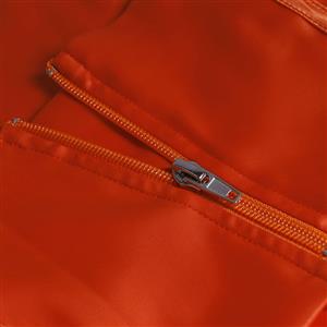 Orange Satin-Like Corset Top with Rhinestone Straps & Back Zipper? N23947