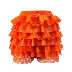 orange lace skirt, tiered lace skirt, mini lace skirt, waist bow skirt, summer mini skirt, vibrant orange skirt, feminine skirt, elastic waist skirt, lace tiered skirt, party skirt, casual lace skirt, A-line skirt, playful skirt, lightweight skirt, stylish summer skirt #HG23836
