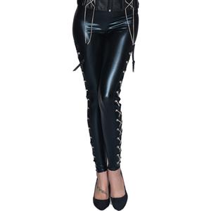 Punk Black PVC Dancing Legging Clubwear N12416