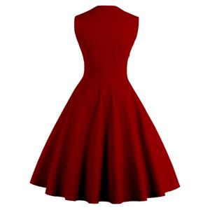 Vintage Rockabilly Polka Dot Print Sleeveless Casual Cocktail Party Dress N12348