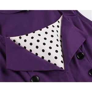 Vintage Purple Rockabilly Polka Dots Print Sleeveless Casual Cocktail Big Swing Dress N20617