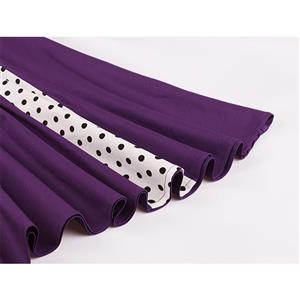 Vintage Purple Rockabilly Polka Dots Print Sleeveless Casual Cocktail Big Swing Dress N20617